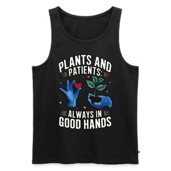Les plantes et les patients sont toujours entre de bonnes mains Infirmière - Débardeur bio Premium Homme - noir - Devant - Michal (187cm)