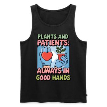 Les plantes et les patients sont toujours entre de bonnes mains Infirmière - Débardeur bio Premium Homme - noir - Devant - Michal (187cm)