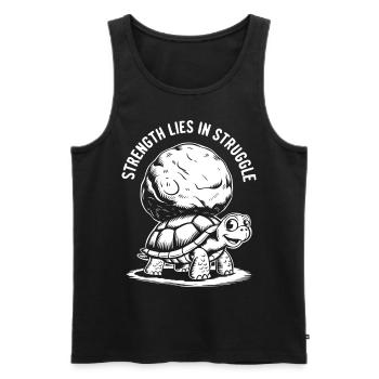 Die Stärke liegt im Kampf Schildkröte Lustig - Männer Premium Bio Tank Top - Schwarz - Vorne - Michal (187cm)
