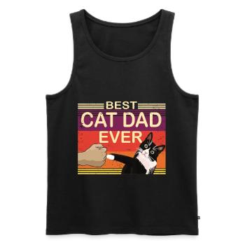 Cat Dad Cat Father Cat Father Cat Cat Motif - Men's Premium Organic Tank Top - black - Front - Michal (187cm)