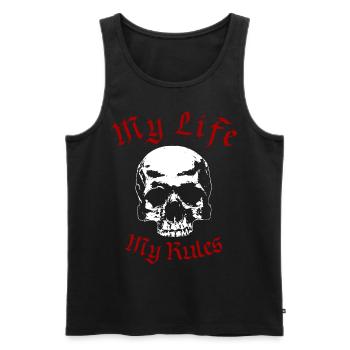 My Life - My Rules Skull - Men's Premium Organic Tank Top - black - Front - AI Model Male 178 light (178cm)