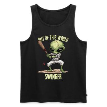 Funny Baseball Lover Alien Graphic - Men's Premium Organic Tank Top - black - Front - Michal (187cm)