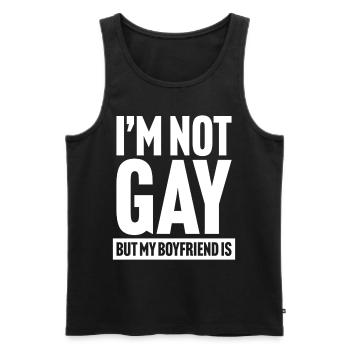 Ich bin nicht schwul, aber mein Freund ist es - Männer Premium Bio Tank Top - Schwarz - Vorne - Michal (187cm)
