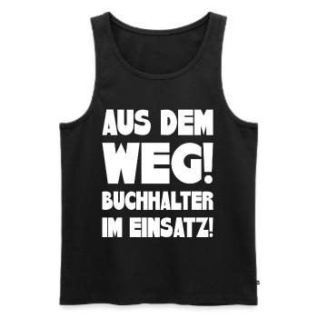 Aus dem Weg! Buchhalter im Einsatz! - Männer Premium Bio Tank Top - Schwarz - Vorne - AI Model Male 178 light (178cm)