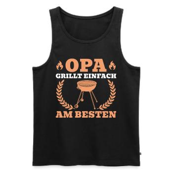 Opa grillt einfach am besten - Männer Premium Bio Tank Top - Schwarz - Vorne - Michal (187cm)