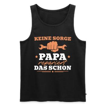 Handwerker Papa repariert das schon - Männer Premium Bio Tank Top - Schwarz - Vorne - Michal (187cm)