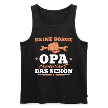 Opa repariert das schon Handwerker - Männer Premium Bio Tank Top - Schwarz - Vorne - Michal (187cm)
