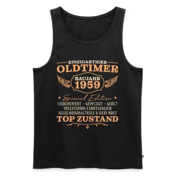Jahrgang 1959 Oldtimer Vintage 65. Geburtstag - Männer Premium Bio Tank Top - Schwarz - Vorne - Michal (187cm)