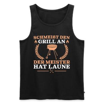Barbecue Schmeißt den Grill an - Männer Premium Bio Tank Top - Schwarz - Vorne - Michal (187cm)
