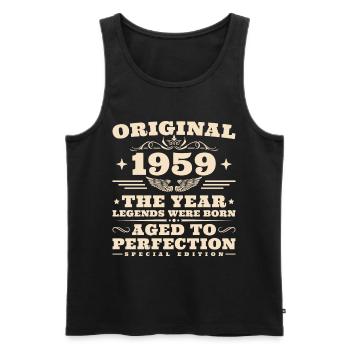 1959 Jahrgang Vintage Geburtstag 65 Jahre - Männer Premium Bio Tank Top - Schwarz - Vorne - Michal (187cm)