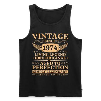 Jahrgang 1974 geboren Legende seit 1974 - Männer Premium Bio Tank Top - Schwarz - Vorne - Michal (187cm)