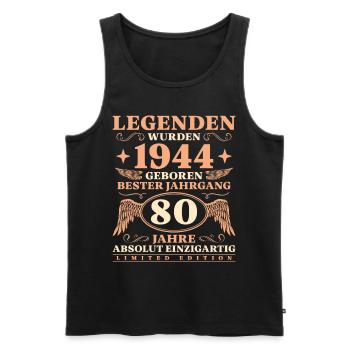 1944 Jahrgang Legende seit 80 Jahren Geburtstag - Männer Premium Bio Tank Top - Schwarz - Vorne - Michal (187cm)