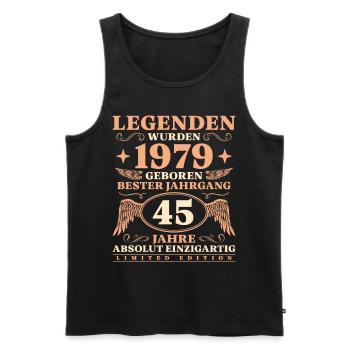 1979 Jahrgang Legende seit 45 Jahren Geburtstag - Männer Premium Bio Tank Top - Schwarz - Vorne - Michal (187cm)