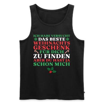 Versucht das beste Weihnachtsgeschenk zu finden - Männer Premium Bio Tank Top - Schwarz - Vorne - Michal (187cm)