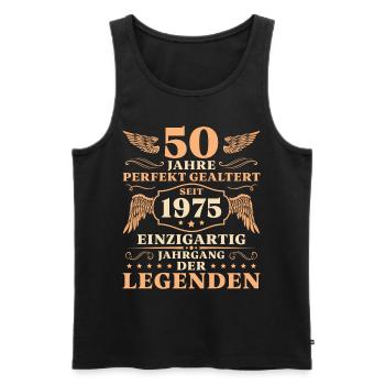 50 Geburtstag Perfekt Gealtert Jahrgang 1975 - Männer Premium Bio Tank Top - Schwarz - Vorne - Michal (187cm)