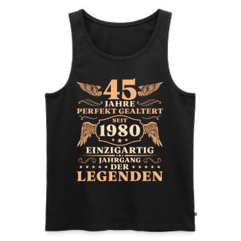 45 Geburtstag Perfekt Gealtert Jahrgang 1980 - Männer Premium Bio Tank Top - Schwarz - Vorne - Michal (187cm)