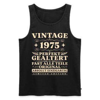 Vintage 1975 Jahrgang Perfekt Gealtert Geburtstag - Männer Premium Bio Tank Top - Schwarz - Vorne - Michal (187cm)