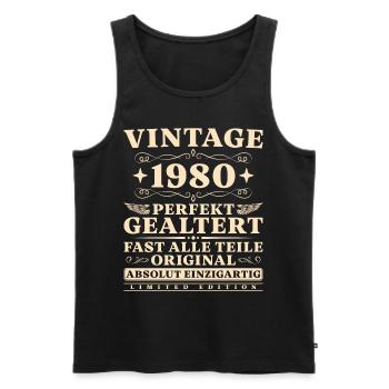 Vintage 1980 Jahrgang Perfekt Gealtert Geburtstag - Männer Premium Bio Tank Top - Schwarz - Vorne - Michal (187cm)