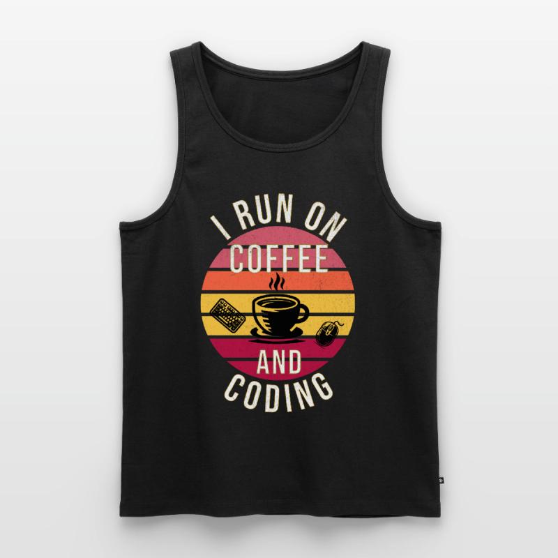 I Run on Coffee and Coding – Programmer Style Men's Premium Organic Tank Top