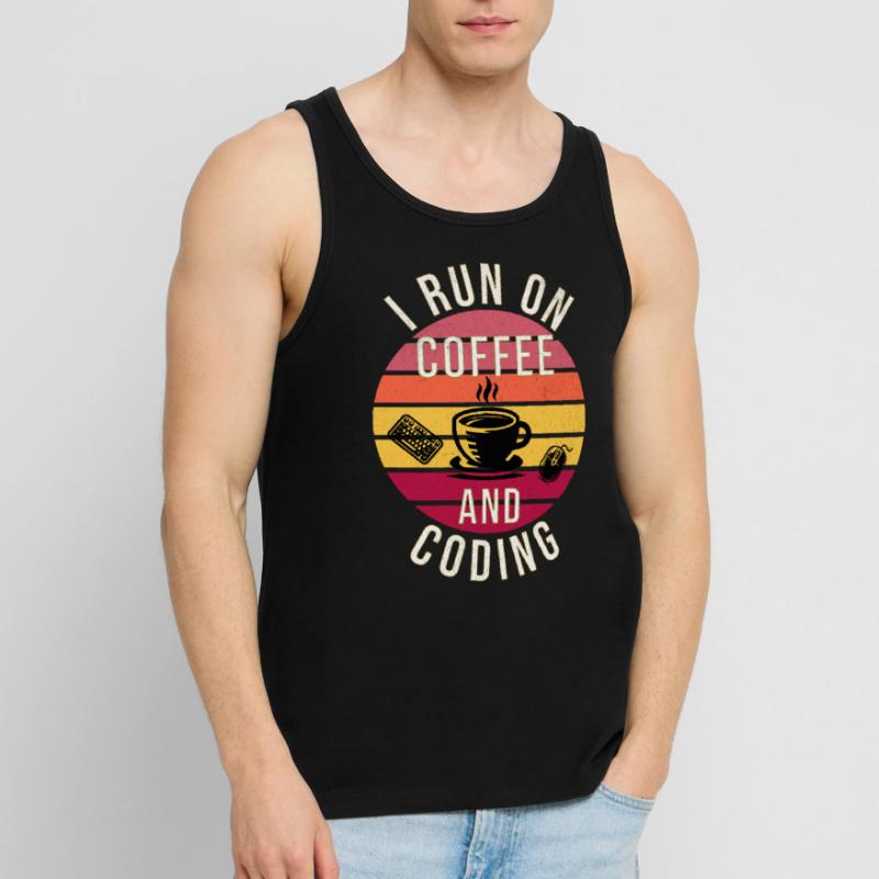 I Run on Coffee and Coding – Programmer Style Men's Premium Organic Tank Top