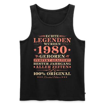 Jahrgang 1980 Perfekt Gealtert Geburtstag Geschenk - Männer Premium Bio Tank Top - Schwarz - Vorne - Michal (187cm)