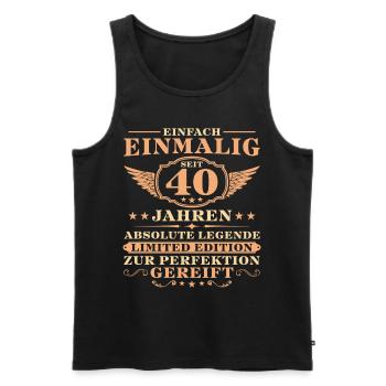 40. Geburtstag Einfach Einmalig seit 40 Jahren - Männer Premium Bio Tank Top - Schwarz - Vorne - Michal (187cm)