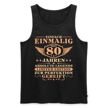 80. Geburtstag Einfach Einmalig seit 80 Jahren - Männer Premium Bio Tank Top - Schwarz - Vorne - Michal (187cm)