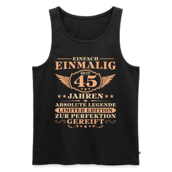 45. Geburtstag Einfach Einmalig seit 45 Jahren - Männer Premium Bio Tank Top - Schwarz - Vorne - Michal (187cm)