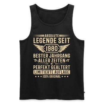 Jahrgang 1980 Perfekt Gealtert 45. Geburtstag - Männer Premium Bio Tank Top - Schwarz - Vorne - Michal (187cm)