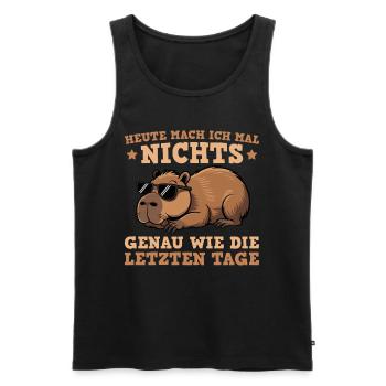 Capybara Heute mach ich mal nichts - Männer Premium Bio Tank Top - Schwarz - Vorne - Michal (187cm)