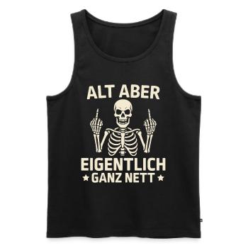 Alt aber eigentlich ganz nett - Frecher Totenkopf - Männer Premium Bio Tank Top - Schwarz - Vorne - Michal (187cm)