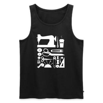 Sewing Sewing Shirt Yarn Sewing Sew funny tailor - Men's Premium Organic Tank Top - black - Front - AI Model Male 178 light (178cm)