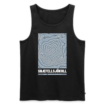 Snaefellsjökull | Landkarte Topografie Grunge - Männer Premium Bio Tank Top - Schwarz - Vorne - AI Model Male 178 light (178cm)