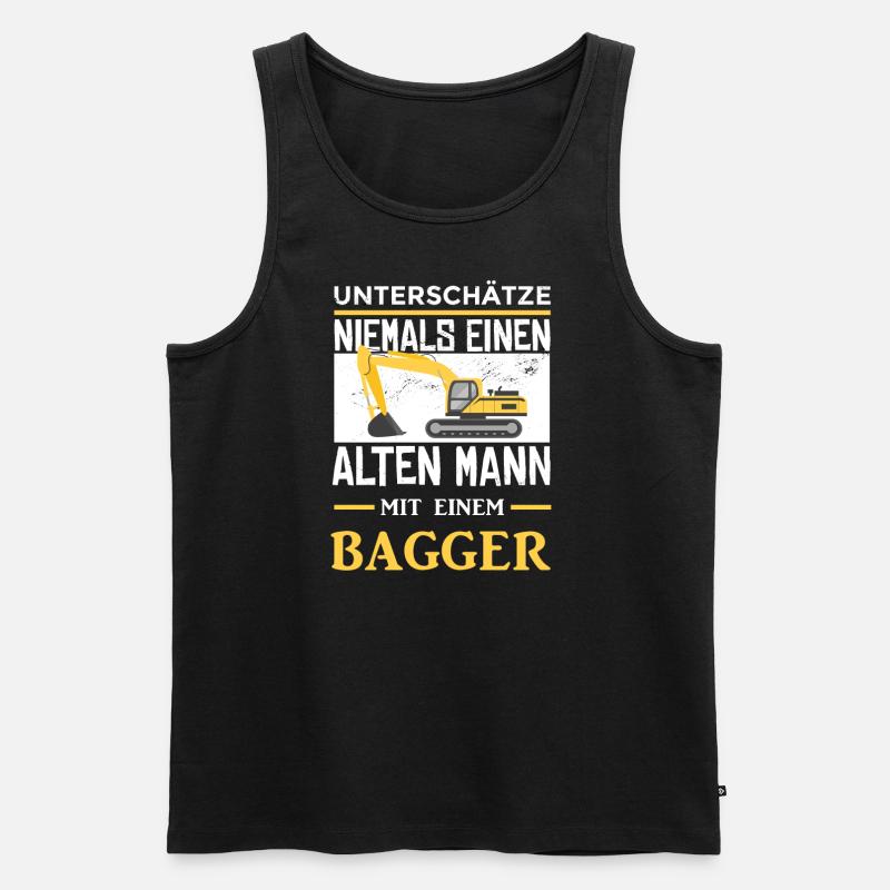 Alten Mann Mit Bagger Baggerfahrer Bagger - Männer Premium Bio Tank Top - Schwarz