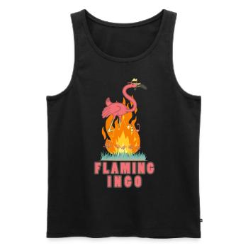 Flaming Ingo, Flamingo in Flames - Men's Premium Organic Tank Top - black - Front - AI Model Male 178 light (178cm)