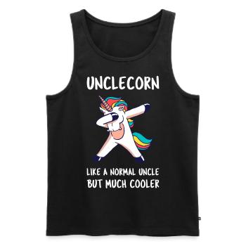 Unclecorn III - Awesome Uncle Unicorn - Men's Premium Organic Tank Top - black - Front - AI Model Male 178 light (178cm)