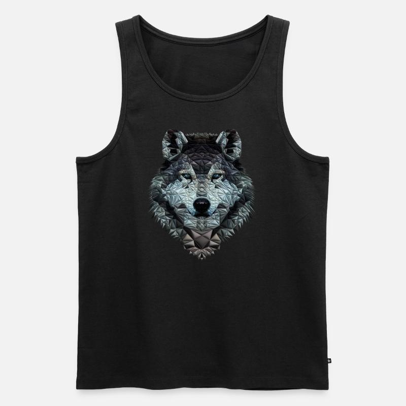 Wolf Kopf Polygon design ( Wolf fan Geschenk ) - Männer Premium Bio Tank Top - Schwarz