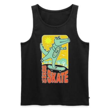 Friendly comic crocodile skateboarding. - Men's Premium Organic Tank Top - black - Front - AI Model Male 178 light (178cm)