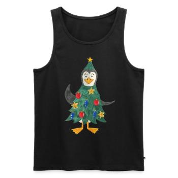 Pingouin de Noël Arbre de Noël Pôle Sud - Débardeur bio Premium Homme - noir - Devant - AI Model Male 178 light (178cm)