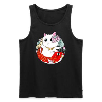Katze und Koi-Fische - Männer Premium Bio Tank Top - Schwarz - Vorne - AI Model Male 178 light (178cm)