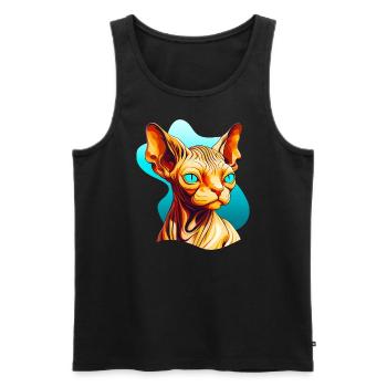 Sphynx Katze im coolen Comic Stil - Männer Premium Bio Tank Top - Schwarz - Vorne - Michal (187cm)