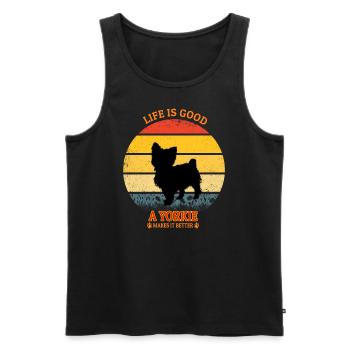 Life Is Good A Yorkie Makes It Better - Männer Premium Bio Tank Top - Schwarz - Vorne - Michal (187cm)