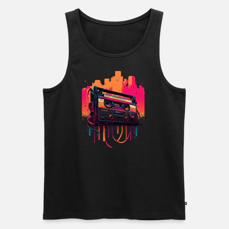 Retro Mixtape - Männer Premium Bio Tank Top - Schwarz