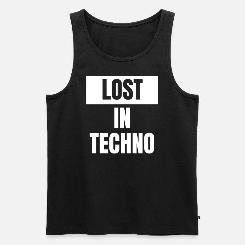LOST IN TECHNO - Männer Premium Bio Tank Top - Schwarz