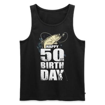 Anglergeschenk Happy 50th Birthday 50. Geburtstag - Männer Premium Bio Tank Top - Schwarz - Vorne - AI Model Male 178 light (178cm)