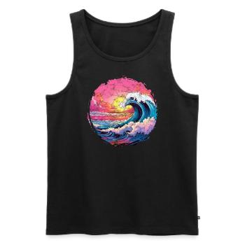 Sea, Wave, Sunset, Sun, Beach Summer - Men's Premium Organic Tank Top - black - Front - AI Model Male 178 light (178cm)