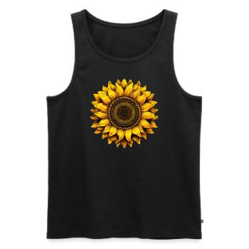 Trendiges Sonnenblumen Design Sommer Urlaub Frauen - Männer Premium Bio Tank Top - Schwarz - Vorne - Michal (187cm)