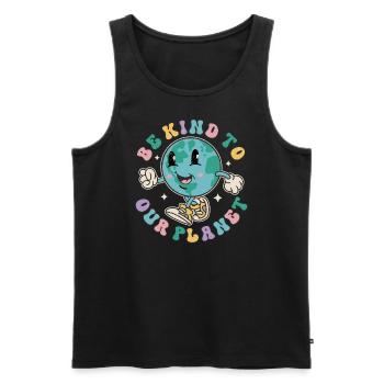 Be Kind To Our Planet Earth Day Vintage Retro - Männer Premium Bio Tank Top - Schwarz - Vorne - Michal (187cm)