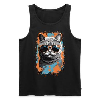 Britische Kurzhaar Katze Cooles Katzen Design - Männer Premium Bio Tank Top - Schwarz - Vorne - AI Model Male 178 light (178cm)