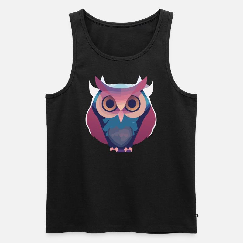 Träumende Eule (Dreamy Animals Collection) - Männer Premium Bio Tank Top - Schwarz